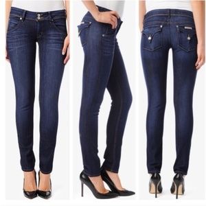 Hudson Collin Low Rise Flap Pocket Skinny Jeans Dark Wash 29